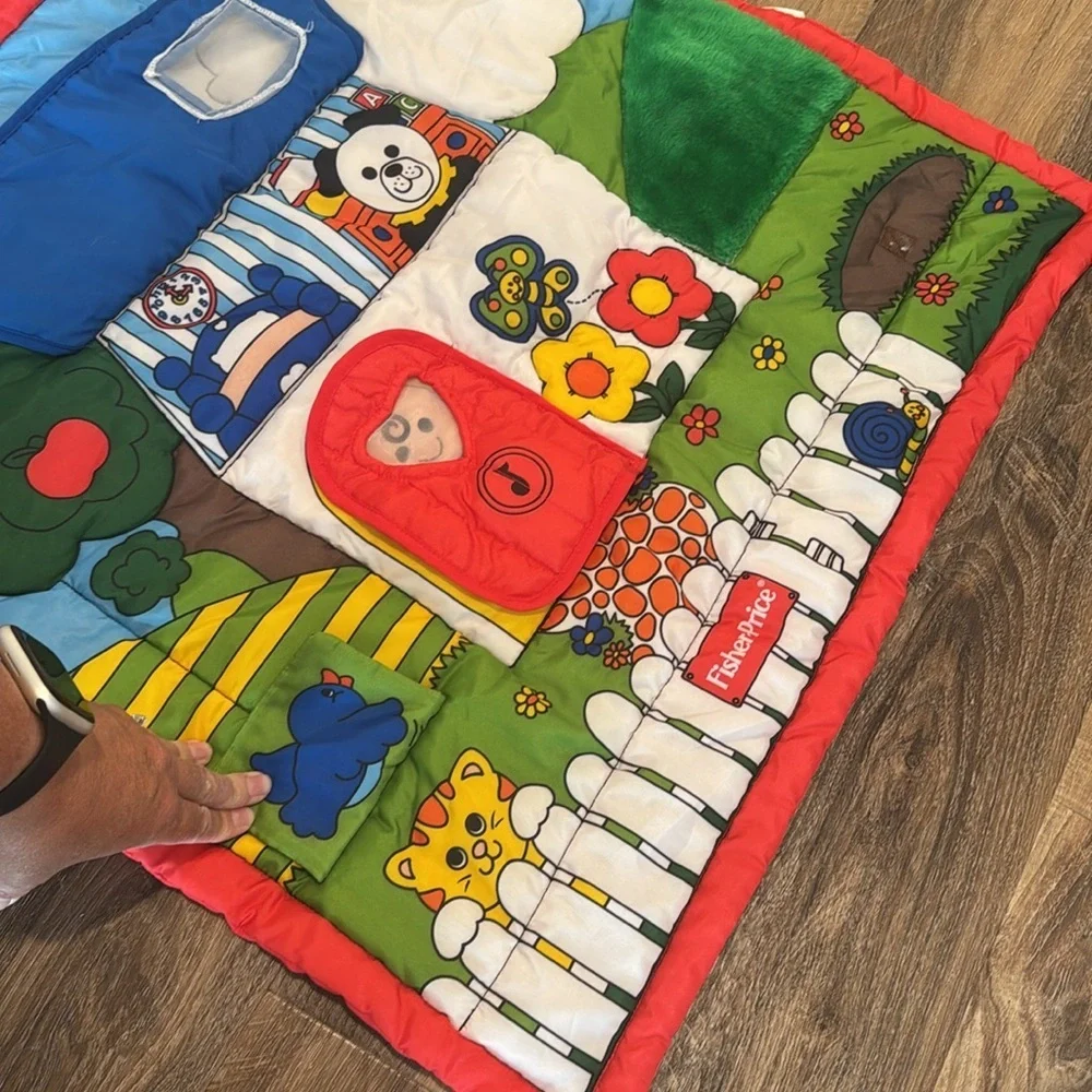 Vintage Infant Baby Fisher Price Activity little people  Play Mat Tummy Time